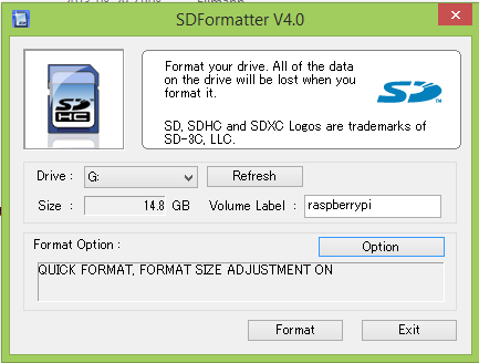 Screenshot from SDFormatter V4.0