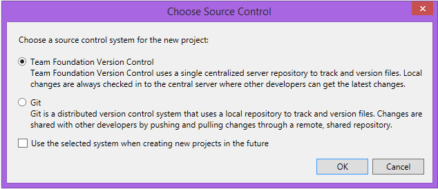 Image showing dialog Choose Source Control